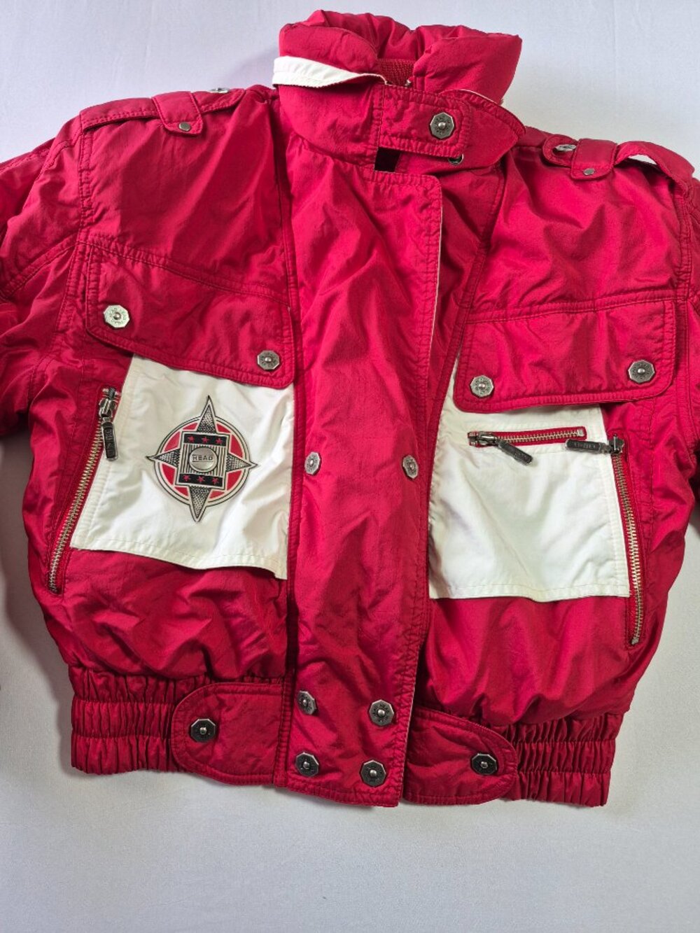 Vintage HEAD Sportswear Red White SKi Jacket Ladies 4 Made Hong Kong Retro Coat - Picture 5 of 11